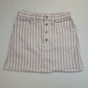 Madewell Womens Pampano Striped A-Line Denim Mini‎ Skirt  Size 27